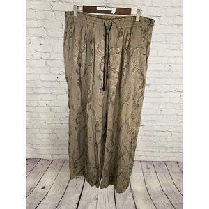 VTG Equator Brown Paisley Pull On Wide Comfy Drawstring Pants W/ Pockets M